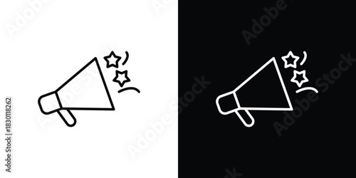 Megaphone icon. Editable Vector symbols. Set of line icons on white background.