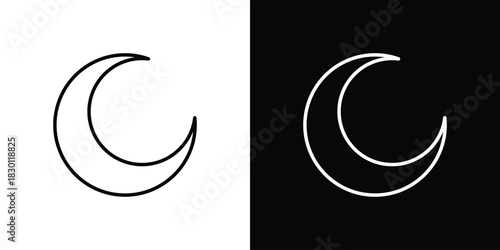Moon icon. Editable Vector symbols. Set of line icons on white background.