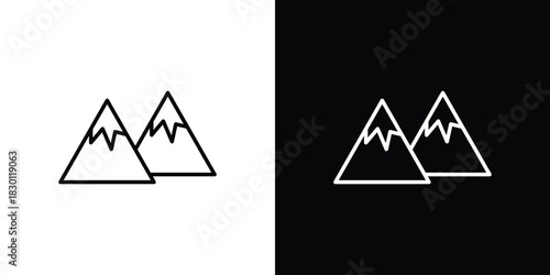 Mountains icon. Editable Vector symbols. Set of line icons on white background.