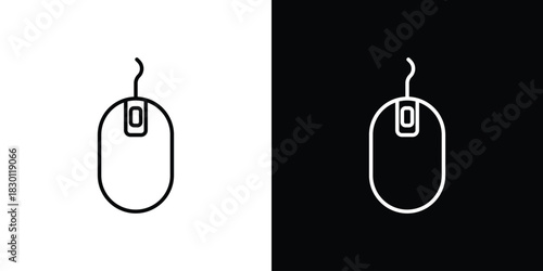 Mouse icon. Editable Vector symbols. Set of line icons on white background.