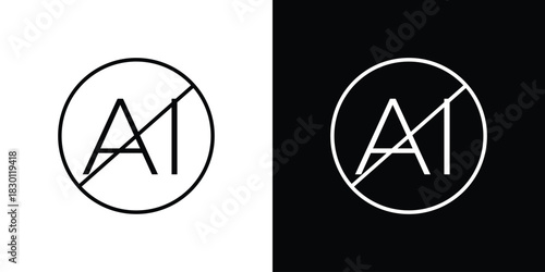 No ai sign icon. Editable Vector symbols. Set of line icons on white background.