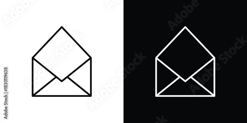 Open envelope icon. Editable Vector symbols. Set of line icons on white background.