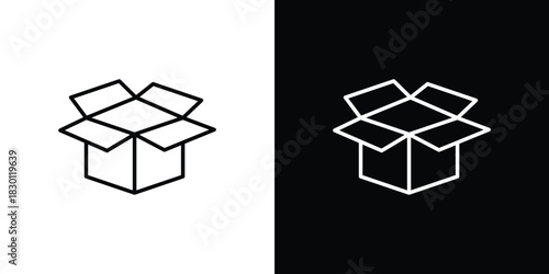 Open box icon. Editable Vector symbols. Set of line icons on white background.