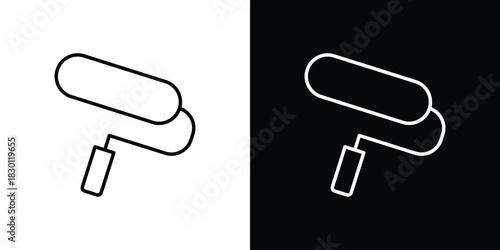Paint roller icon. Editable Vector symbols. Set of line icons on white background.