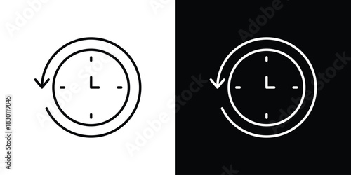 Past time icon. Editable Vector symbols. Set of line icons on white background.
