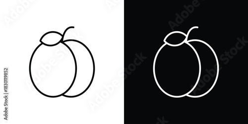 Peach icon. Editable Vector symbols. Set of line icons on white background.
