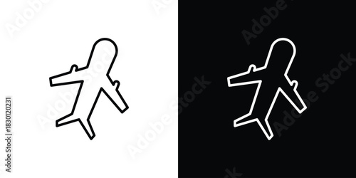 Plane icon. Editable Vector symbols. Set of line icons on white background.
