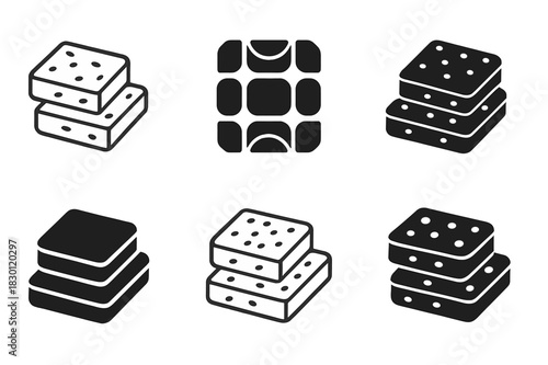 Granola Bar Icons. Granola bars. Icon set. Set Logo of granola bars: stacked bars. harmonious logo variations of the same emblematic concept, each with