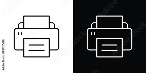 Print icon. Editable Vector symbols. Set of line icons on white background.