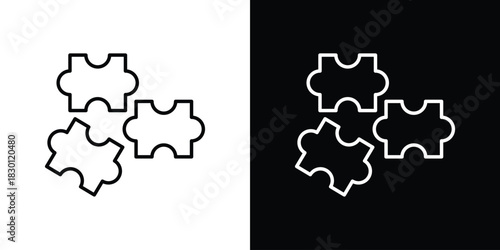 Puzzle icon. Editable Vector symbols. Set of line icons on white background.