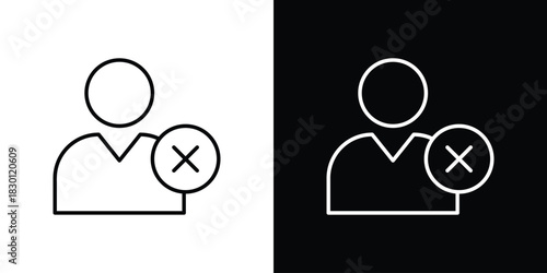 Remove user icon. Editable Vector symbols. Set of line icons on white background.
