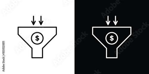Sales funnel icon. Editable Vector symbols. Set of line icons on white background.