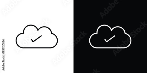Saved to drive icon. Editable Vector symbols. Set of line icons on white background.