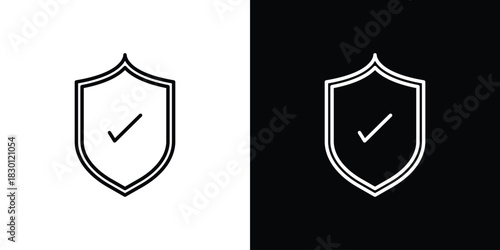 Shield check icon. Editable Vector symbols. Set of line icons on white background.