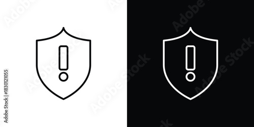 Shield exclamation icon. Editable Vector symbols. Set of line icons on white background.