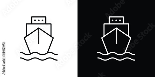 Ship icon. Editable Vector symbols. Set of line icons on white background.