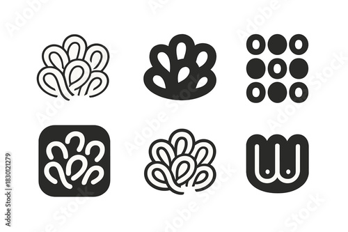 Logo Texture Variations. Bath Mat Texture. Icon set. Set Logo of Bath Mat Texture: absorbent loops close-up. harmonious logo variations of the same emblematic