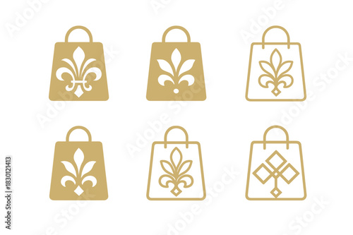 Luxury Boutique Logos. Luxury Boutique. Icon set. Set Logo of Luxury Boutique: Boutique Tag. harmonious logo variations of the same emblematic