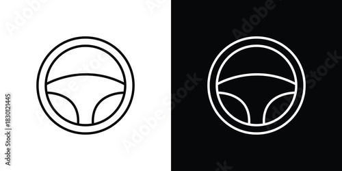 Steering wheel icon. Editable Vector symbols. Set of line icons on white background.