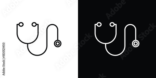 Stethoscope icon. Editable Vector symbols. Set of line icons on white background.