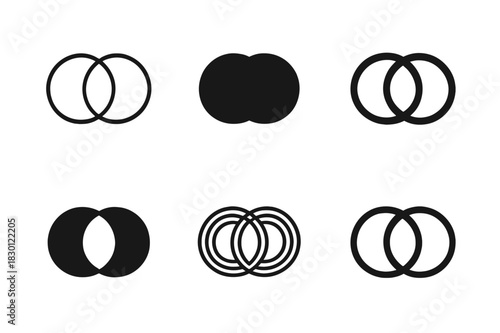 Multiverse Icon Set. Exploring parallel universes and the multiverse. Icon set. Set Logo of exploring parallel universes and the multiverse: Overlapping