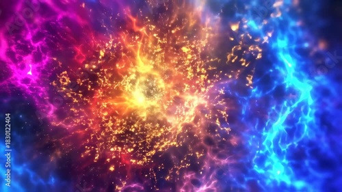 energetic space phenomenon visual, colorful cosmic clouds, abstract digital rendition of interstellar vortex, energy nebula exploration