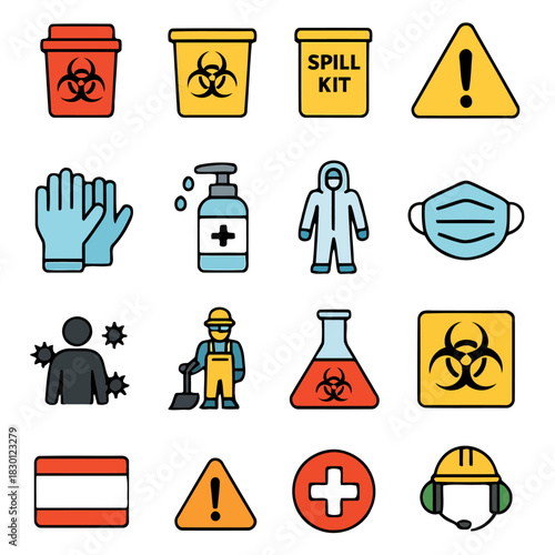 Hazard Symbols Collection: A collection of health and safety symbols, offering a visual representation of safety precautions and warnings for diverse situations.