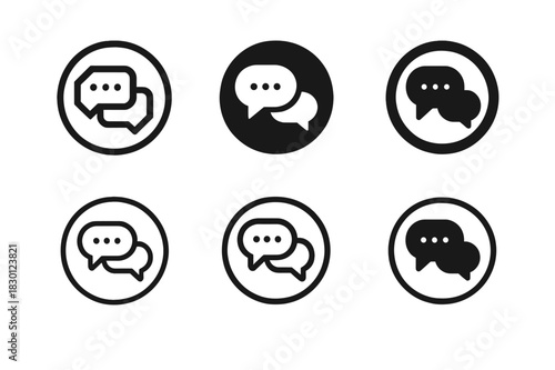 Dialogue Icons Set. dialogue exchange. Icon set. Set Logo of dialogue exchange: messaging icons in circular frame. harmonious logo variations of the same