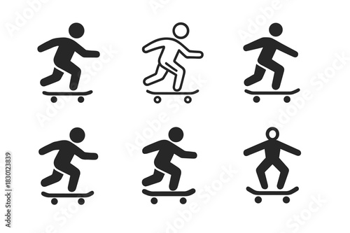 Teen Sports Logos. teen sports. Icon set. Set Logo of teen sports: teen skateboarding. harmonious logo variations of the same emblematic concept, each with