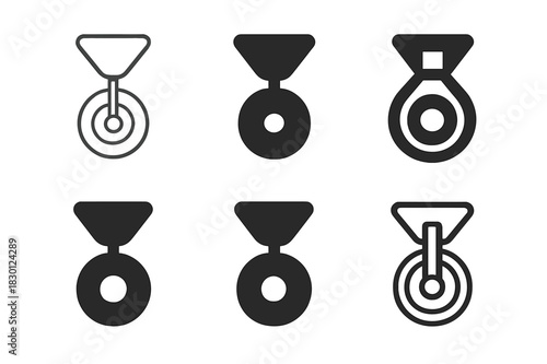 Zip Line Pulley Icons. zip line pulley. Icon set. Set Logo of zip line pulley: pulley wheel. harmonious logo variations of the same emblematic concept, each