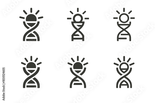 Genetic Adaptation Icons. genetic adaptation to extreme climate conditions. Icon set. Set Logo of genetic adaptation to extreme climate conditions: DNA with