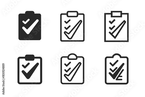 Harmonious Work Ethic Icons. work ethic. Icon set. Set Logo of work ethic: checklist with completed tasks. harmonious logo variations of the same emblematic