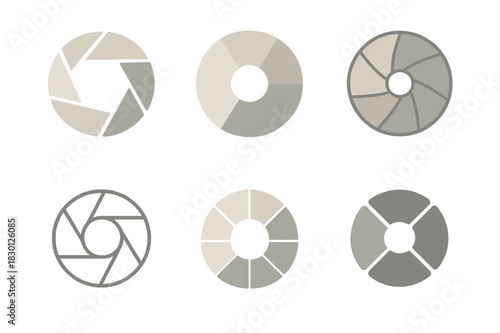 Neutral Palette Logos. Neutral Palette. Icon set. Set Logo of Neutral Palette: color wheel with desaturated tones. harmonious logo variations of the same