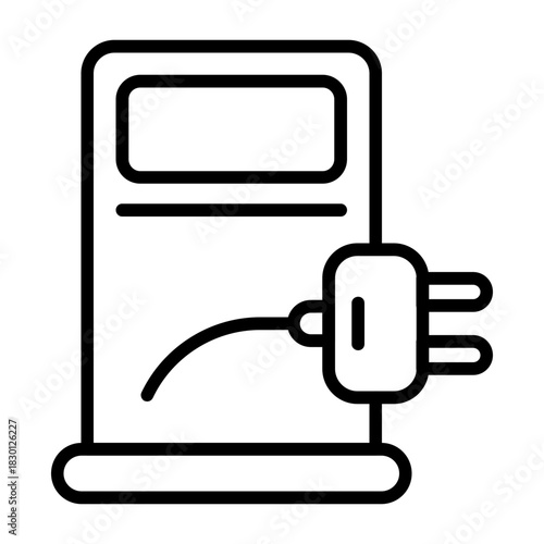 Electric Car Station Vector Icon