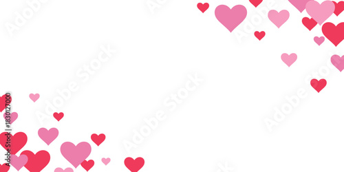 Pink Hearts banner for Valentine's Day on transparent background