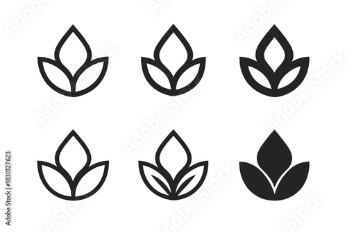 Self-Care Logo Variations. Self-care Sunday routines. Icon set. Set Logo of essential oils. harmonious logo variations of the same emblematic concept