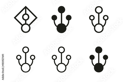 Serendipity Logo Variations. The science of serendipity. Icon set. Set Logo of serendipity: alignment of events. harmonious logo variations of the same