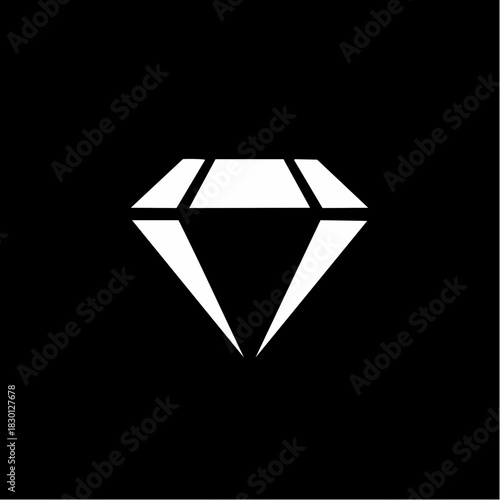 A minimalist white diamond icon against a stark black background, symbolizing luxury and value.