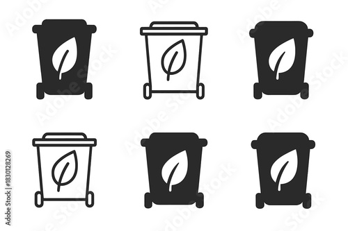 Sustainable Logo Set. Sustainable living tips. Icon set. Set Logo of compost bin. harmonious logo variations of the same emblematic concept (Symmetrical form,
