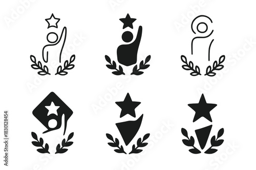Top Performer Logos. Top performer award. Icon set. Set Logo of top performer award: achievement star icon. harmonious logo variations of the same emblematic