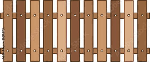 Vector illustration of a seamless wooden fence with varied brown planks.