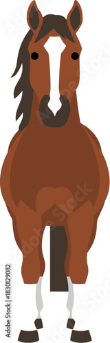 Simple cartoon illustration of a brown horse standing and facing forward.