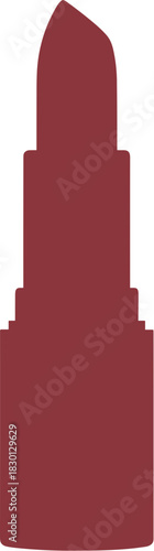 Dark red lipstick bullet icon in a simple flat vector style isolated on a white background.