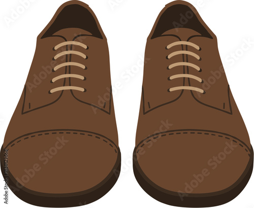 A pair of classic brown mens dress shoes vector illustration.