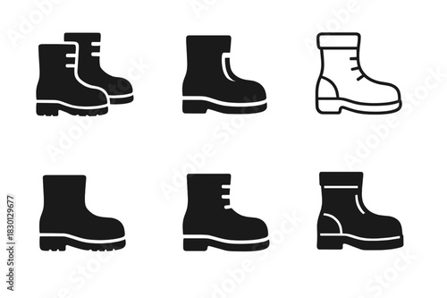 Construction Logo Variations. Construction Worker. Icon set. Set Logo of Construction Worker: Safety Boots. harmonious logo variations of the same emblematic