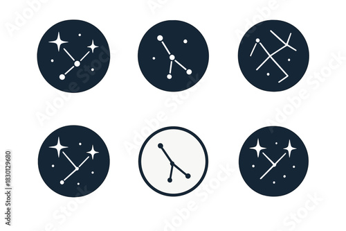 Constellation Logo Variations. Constellations. Icon set. Set Logo of constellations: night sky with prominent stars. harmonious logo variations of the same