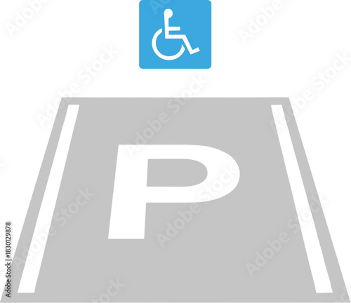 Designated parking space for disabled individuals with accessibility sign.