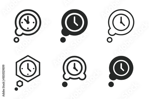 Goals Reflection Icons. Reflecting on Your Goals and Adjusting Your Schedule as Needed. Icon set. Set Logo of Reflecting on Your Goals and Adjusting Your