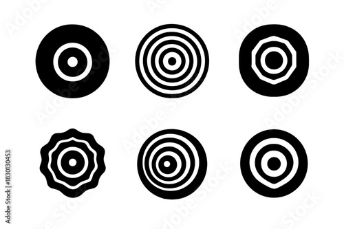 Deep Emblem Variations. Deep. Icon set. Set Logo of deep: expanding circular depth. harmonious logo variations of the same emblematic concept, each with