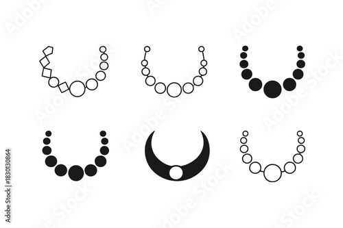 Timeless Elegance Icons. Timeless elegance. Icon set. Set Logo of timeless elegance: pearl necklace curve. harmonious logo variations of the same emblematic